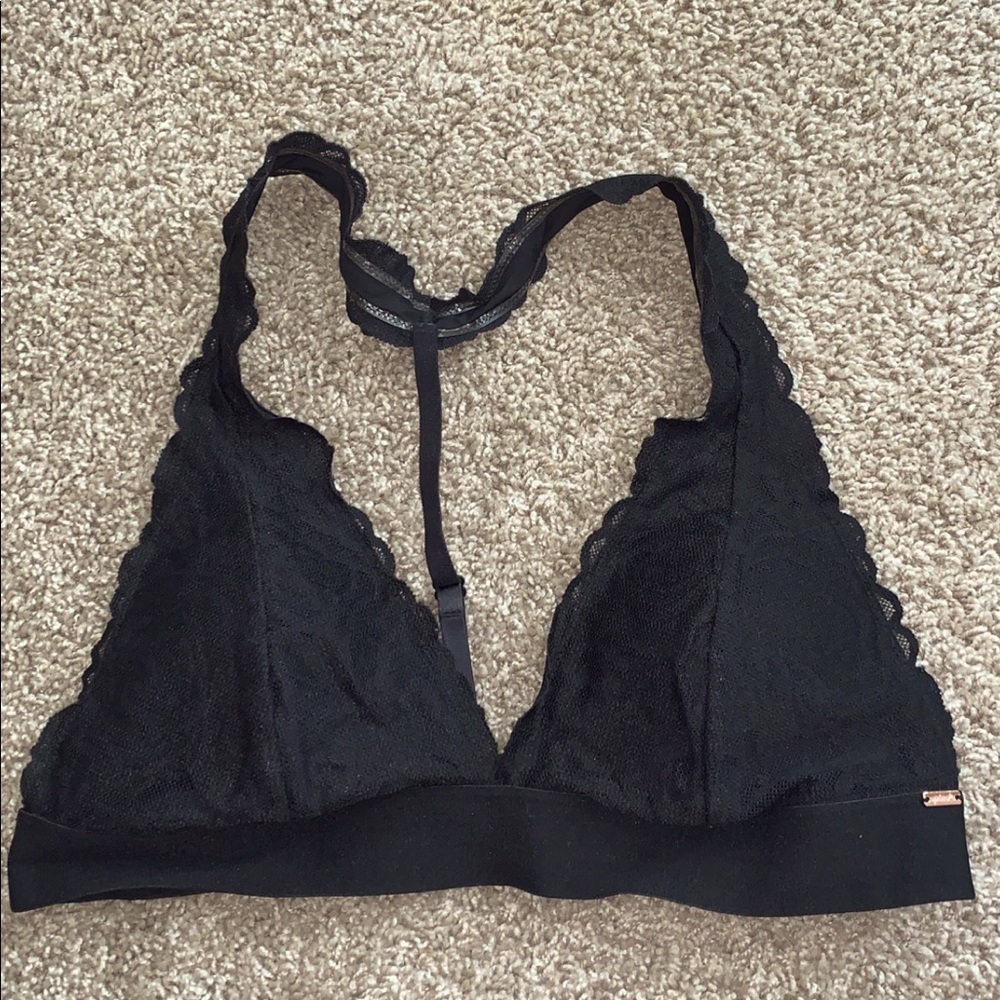 PINK bralette. Black; size L